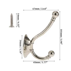 Unique Bargains Vintage Clothes Hooks 3.98"x1.34"x2.64" Silver Tone 4 Pcs