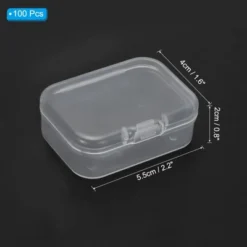 Unique Bargains Plastic Bead Art Craft Jewelry Storage Rectangle Boxes Clear 100 Pcs 2.2" X 1.6" X 0.8"