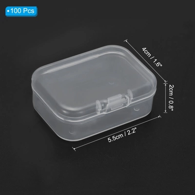 Unique Bargains Plastic Bead Art Craft Jewelry Storage Rectangle Boxes Clear 100 Pcs 2.2" X 1.6" X 0.8"
