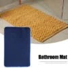 Unique Bargains Solid Color Pattern Bathroom Rugs Polyester Bath Mat Machine Washable Navy Blue 80x50cm