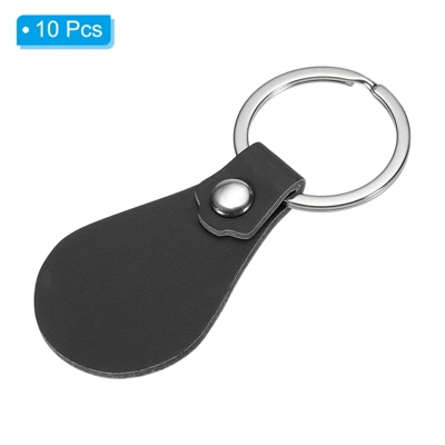 Unique Bargains PU Leather Keychain Fobs Kit With Key Rings For DIY Crafts 10 Pcs - Image 2