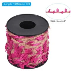 Unique Bargains Jungle Wedding Party Home Garden Decor Burlap Leaf Ribbon Jute Twine Artificial Vine