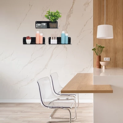 Unique Bargains Bathroom Bedroom Kitchen Acrylic Wall Floating Shelves 9" X 4" 3 Pcs - Image 3