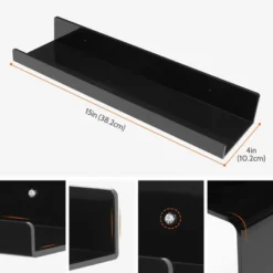 Unique Bargains Acrylic Waterproof Wall Floating Shelf 15 X 4 X 2 Inch