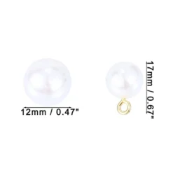 Unique Bargains Women's Faux Pearl Round Buttons White 30pcs