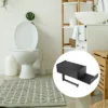Unique Bargains Adhesive Wall Mount For Kitchen Bathroom With Shelf Toilet Paper Holder Black 1 Pcs