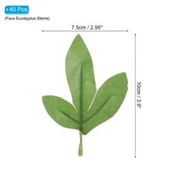 Unique Bargains Silk Artificial Greenery DIY Artificial Flower Leaves 3.94 X 2.95 Inch Green 40 Pcs