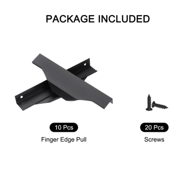 Unique Bargains Finger Edge Cabinet Pull 128mm Hole Diameter Black 10 Pcs - Image 2