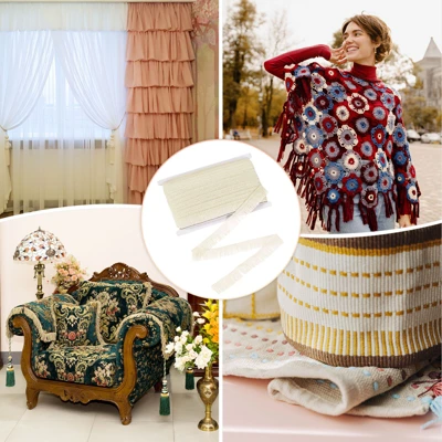 Unique Bargains Polyester Boho Durable Multipurpose Tassel Fringe Trim 27 Yards 1 Inch 1 Pc - Image 5