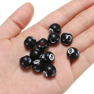 Unique Bargains Smooth Acrylic DIY Craft Sports Ball Beads Black 0.47 Inch 40 Pcs - Image 3