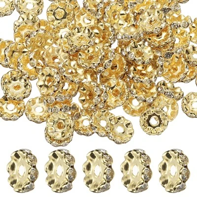 Unique Bargains Wavy Metal Diamond Rhinestones Bling Large Hole Loose Beads 100 Pcs - Image 3
